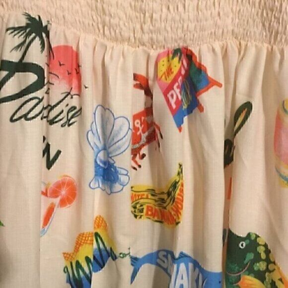 Tropical Summer Paradiso Midi Maxi Strapless Dress XL - Picture 8 of 16